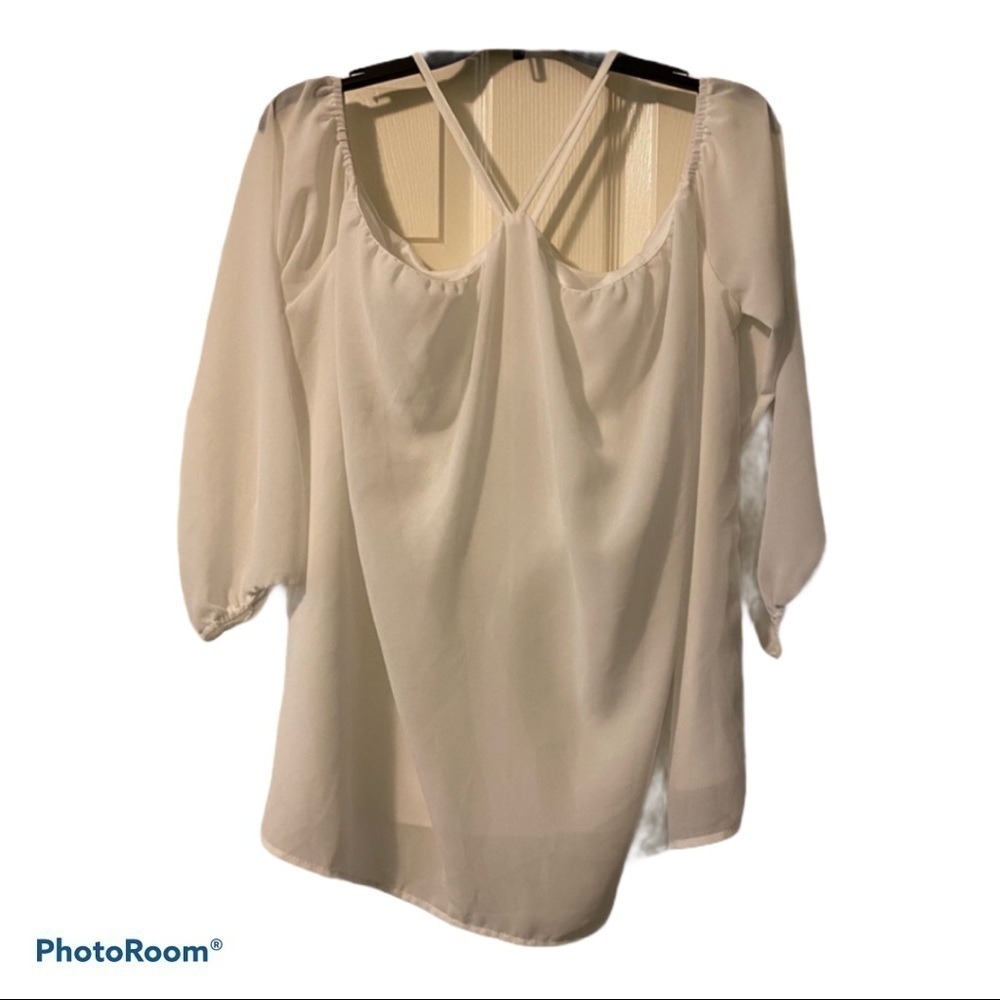 White sheer lined blouse